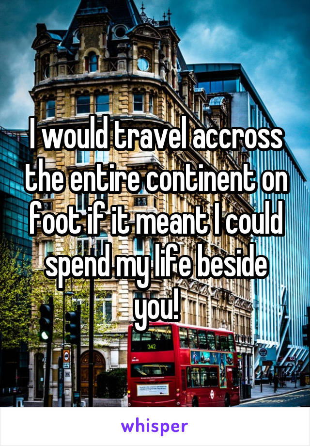 I would travel accross the entire continent on foot if it meant I could spend my life beside you!