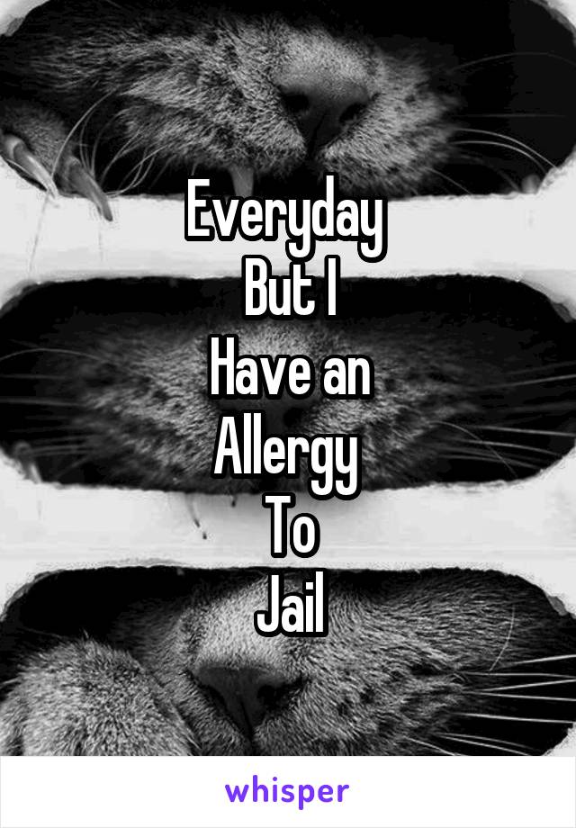 Everyday 
But I
Have an
Allergy 
To
Jail