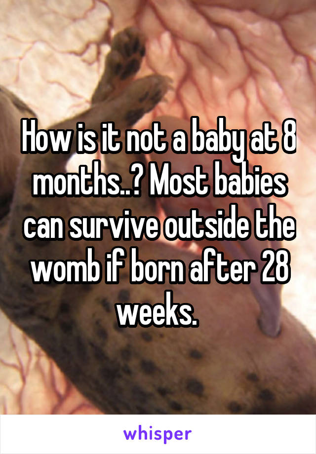 How is it not a baby at 8 months..? Most babies can survive outside the womb if born after 28 weeks. 