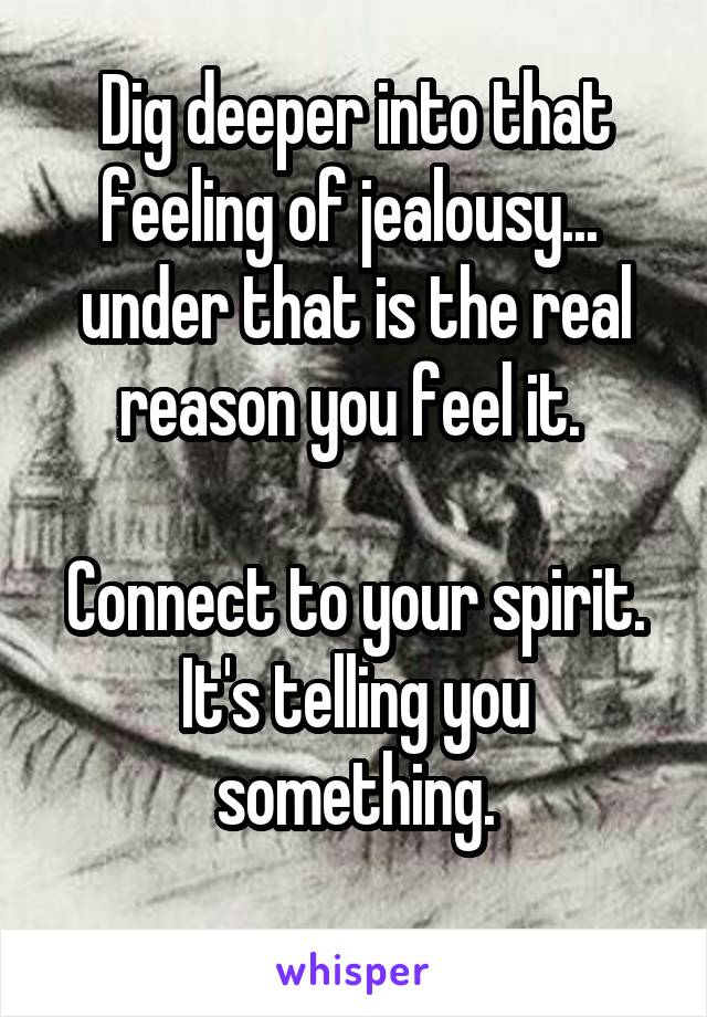 Dig deeper into that feeling of jealousy... 
under that is the real reason you feel it. 

Connect to your spirit. It's telling you something.
