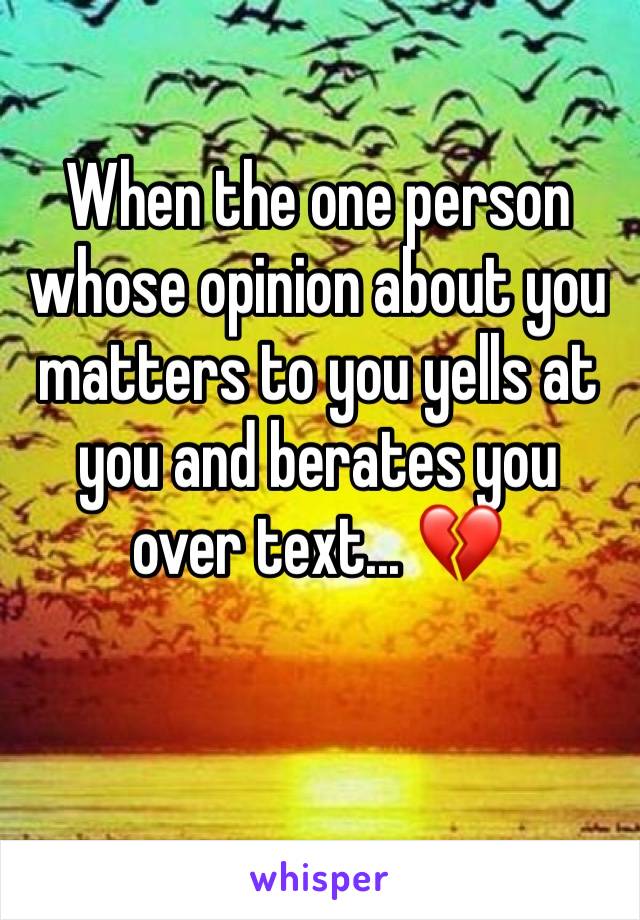 When the one person whose opinion about you matters to you yells at you and berates you over text... 💔