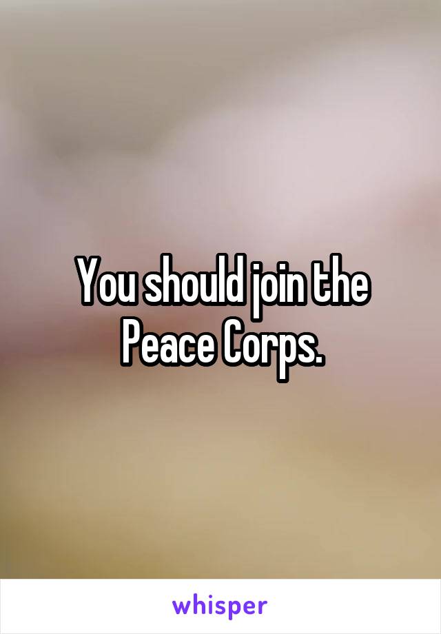 You should join the Peace Corps.