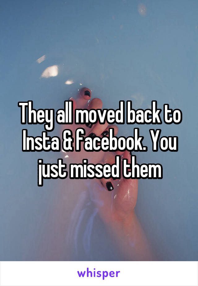 They all moved back to Insta & facebook. You just missed them