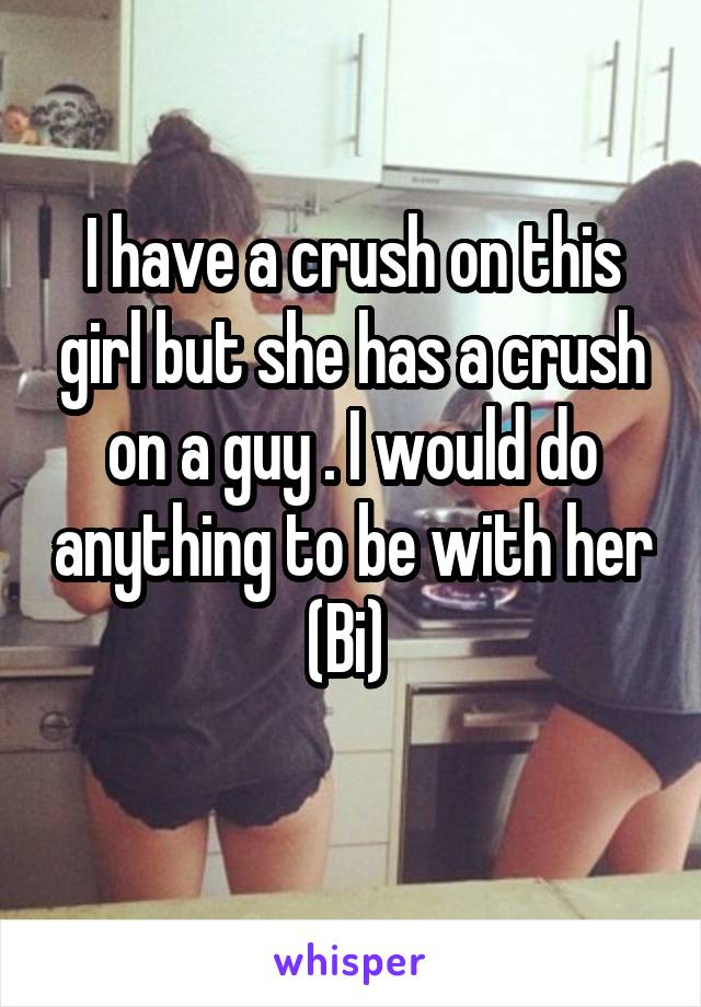 I have a crush on this girl but she has a crush on a guy . I would do anything to be with her (Bi) 
