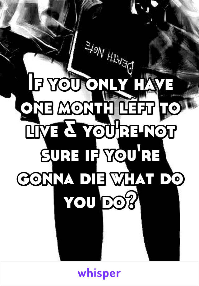 If you only have one month left to live & you're not sure if you're gonna die what do you do?