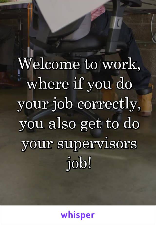 Welcome to work, where if you do your job correctly, you also get to do your supervisors job!