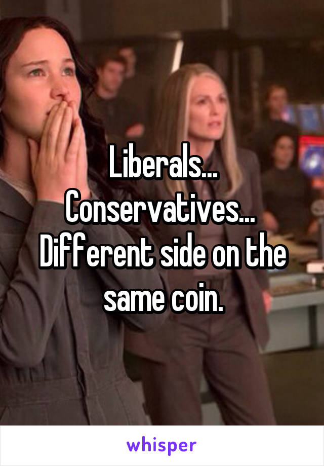 Liberals... Conservatives... 
Different side on the same coin.