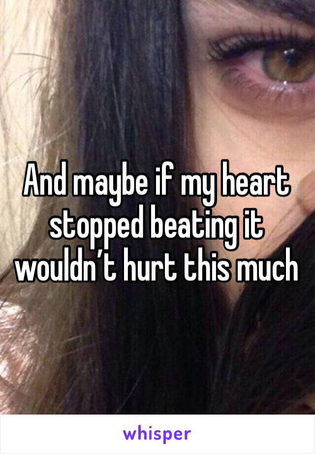 And maybe if my heart stopped beating it wouldn’t hurt this much 