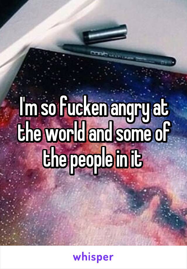 I'm so fucken angry at the world and some of the people in it 