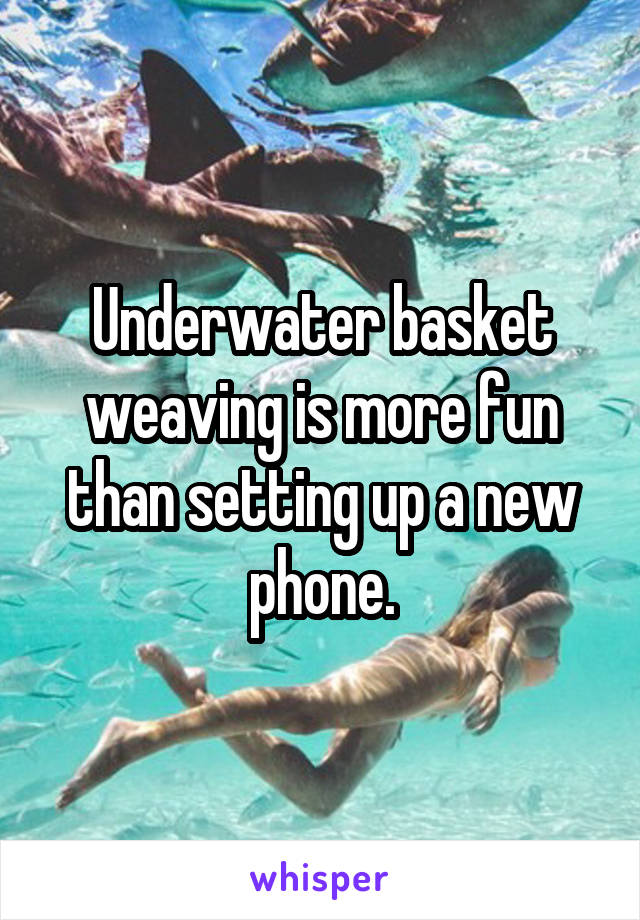 Underwater basket weaving is more fun than setting up a new phone.