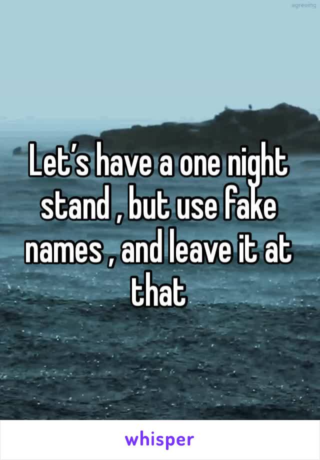 Let’s have a one night stand , but use fake names , and leave it at that 