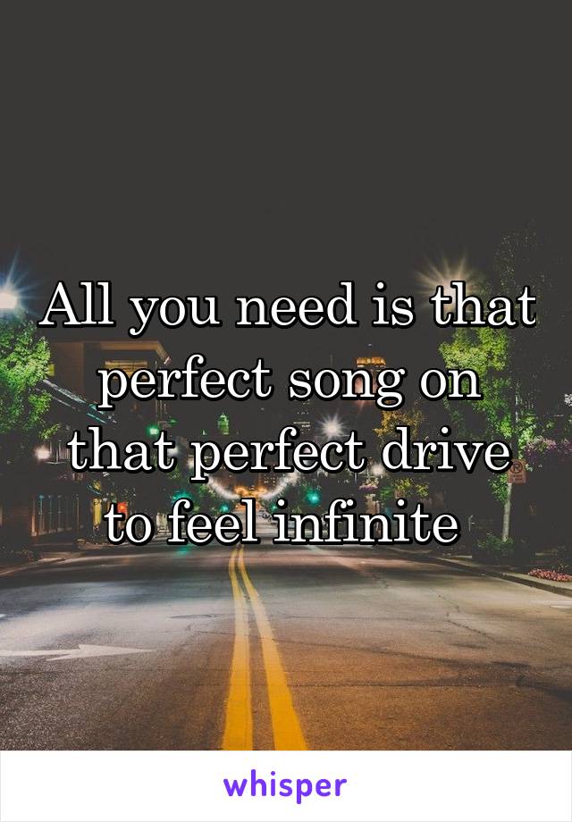 All you need is that perfect song on that perfect drive to feel infinite 