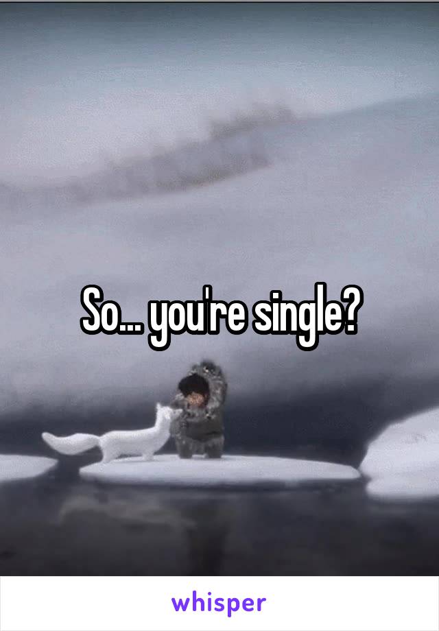 So... you're single?