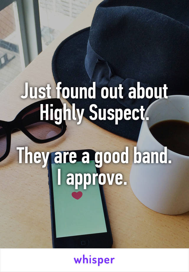 Just found out about Highly Suspect.

They are a good band.
I approve. 