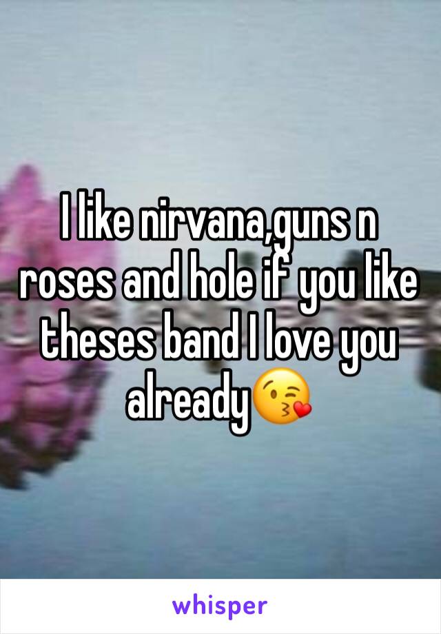 I like nirvana,guns n roses and hole if you like theses band I love you already😘