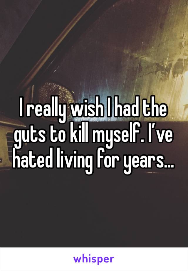 I really wish I had the guts to kill myself. I’ve hated living for years...