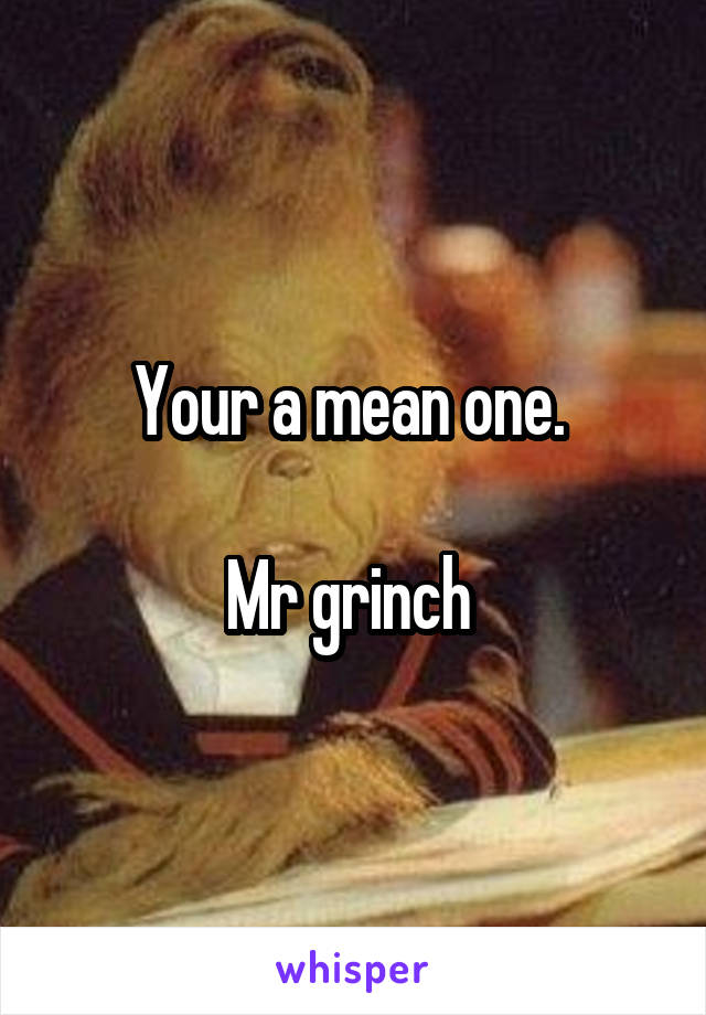 Your a mean one. 

Mr grinch 