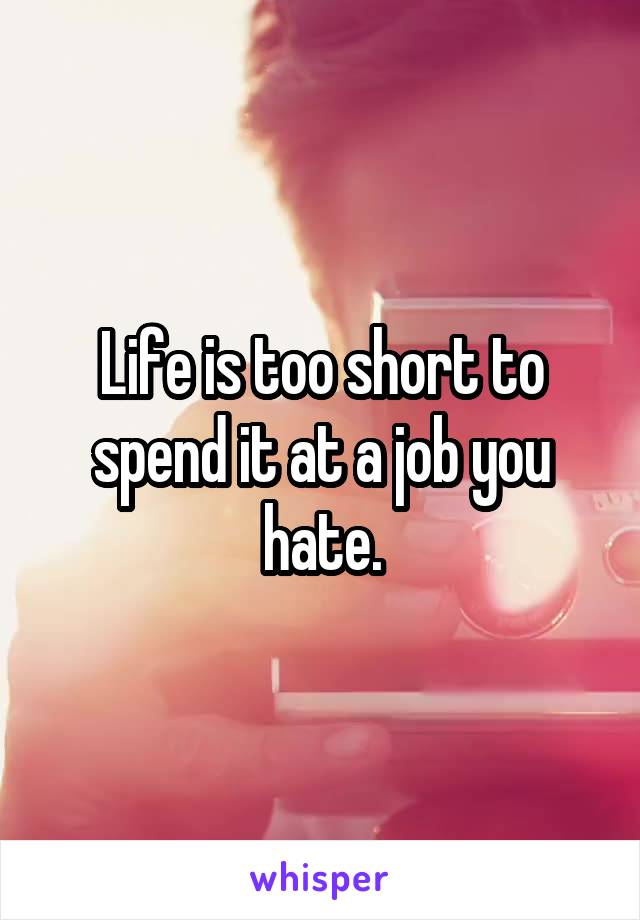 Life is too short to spend it at a job you hate.