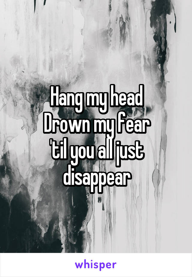 Hang my head
Drown my fear
'til you all just disappear