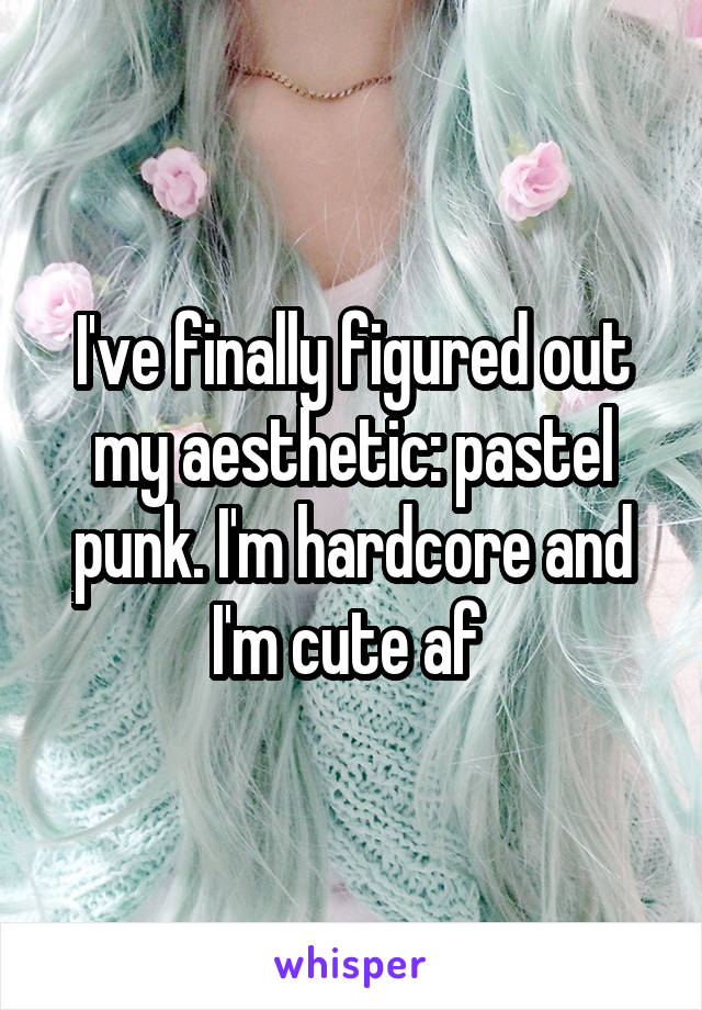 I've finally figured out my aesthetic: pastel punk. I'm hardcore and I'm cute af 