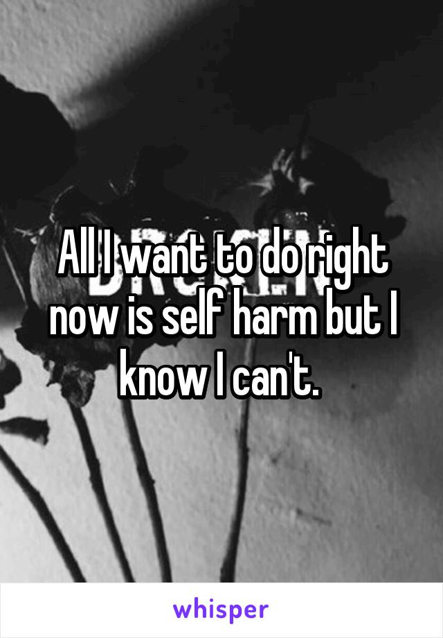 All I want to do right now is self harm but I know I can't. 