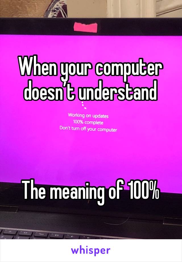 When your computer doesn’t understand



The meaning of 100%