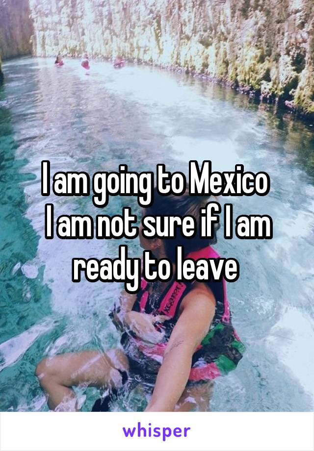 I am going to Mexico 
I am not sure if I am ready to leave 