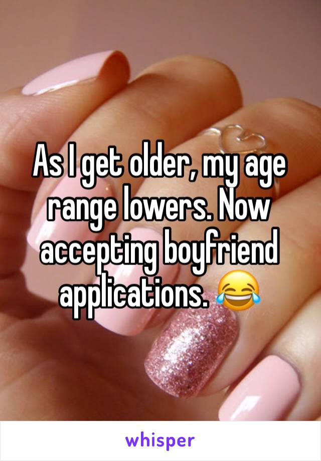 As I get older, my age range lowers. Now accepting boyfriend applications. 😂