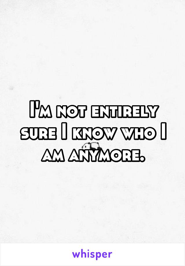 I'm not entirely sure I know who I am anymore.