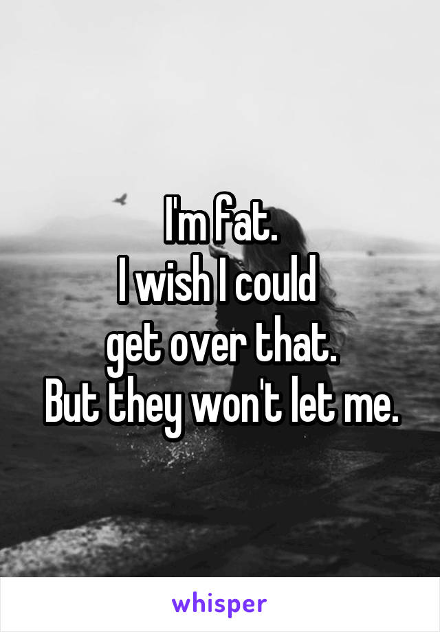 I'm fat.
I wish I could 
get over that.
But they won't let me.