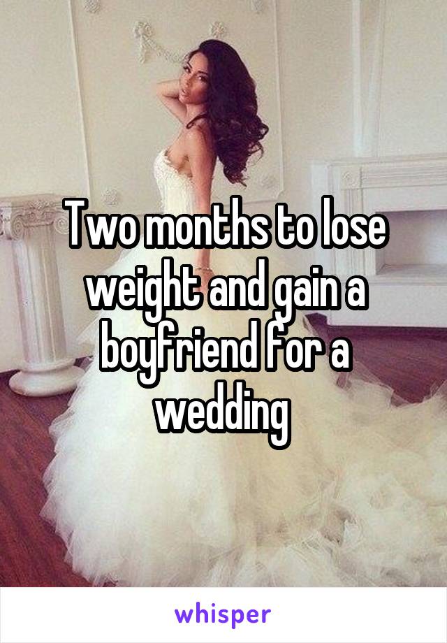 Two months to lose weight and gain a boyfriend for a wedding 