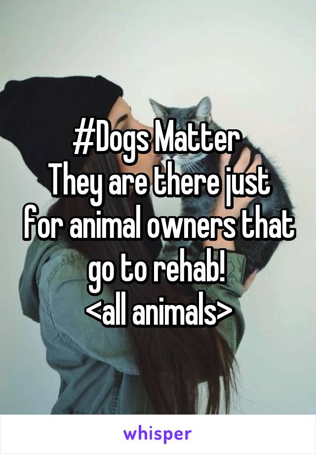 #Dogs Matter 
They are there just for animal owners that go to rehab! 
<all animals>