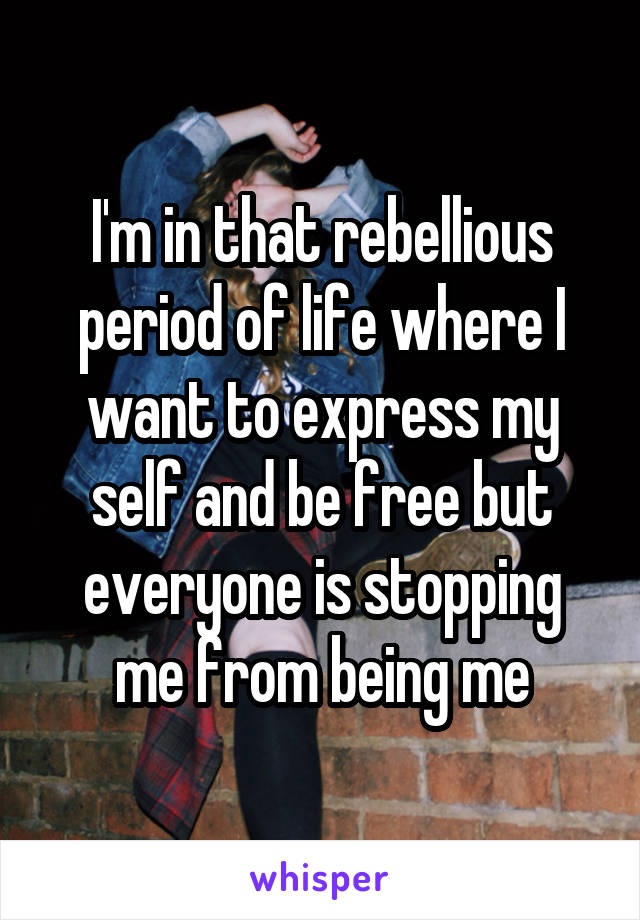 I'm in that rebellious period of life where I want to express my self and be free but everyone is stopping me from being me