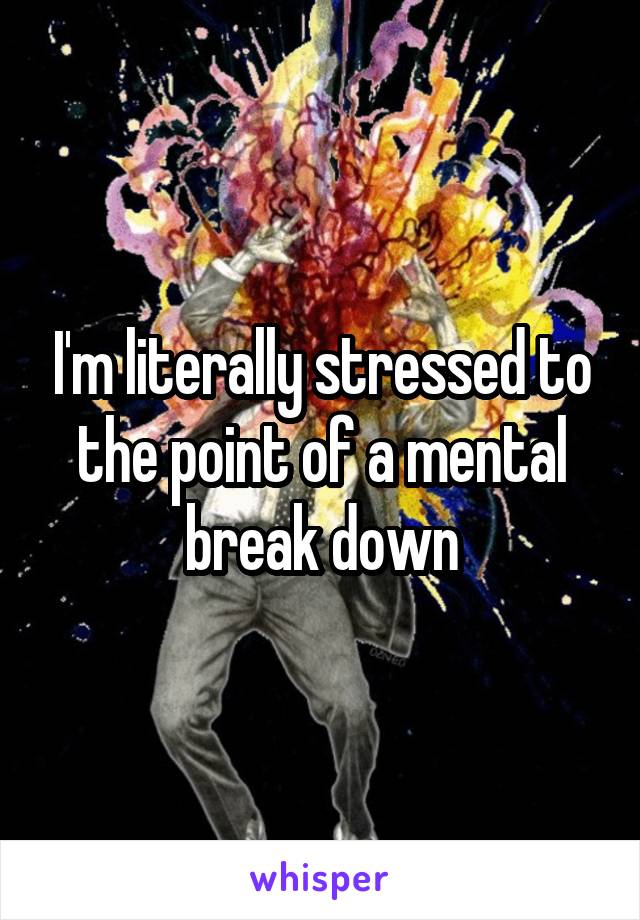 I'm literally stressed to the point of a mental break down