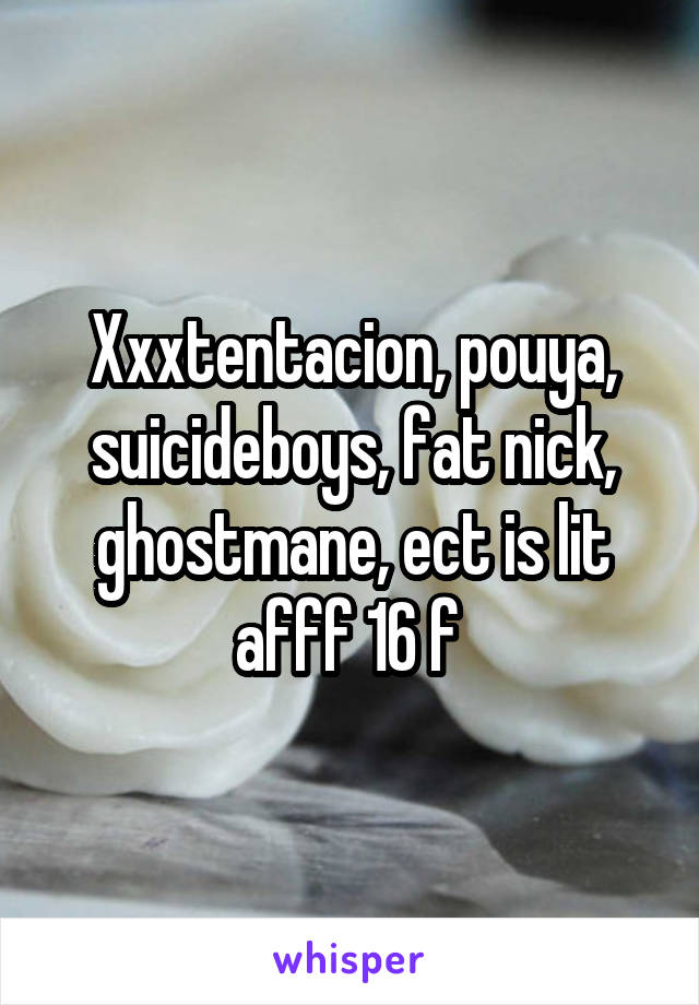 Xxxtentacion, pouya, suicideboys, fat nick, ghostmane, ect is lit afff 16 f 