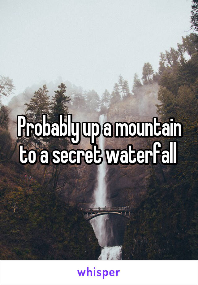 Probably up a mountain to a secret waterfall 