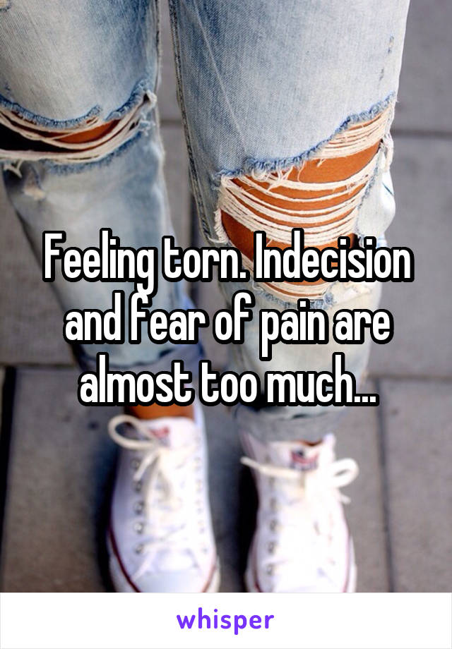 Feeling torn. Indecision and fear of pain are almost too much...