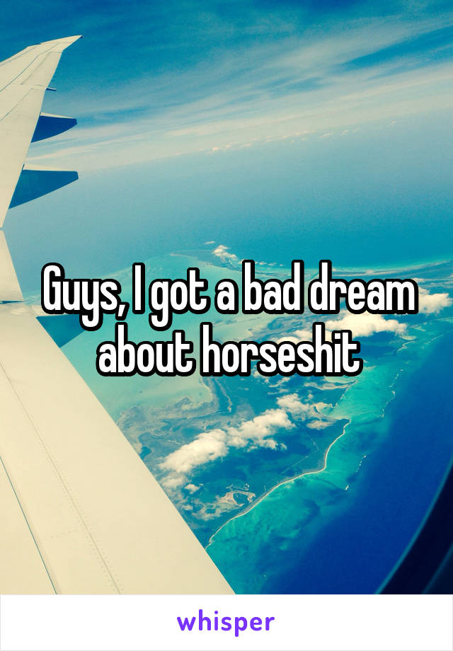 Guys, I got a bad dream about horseshit