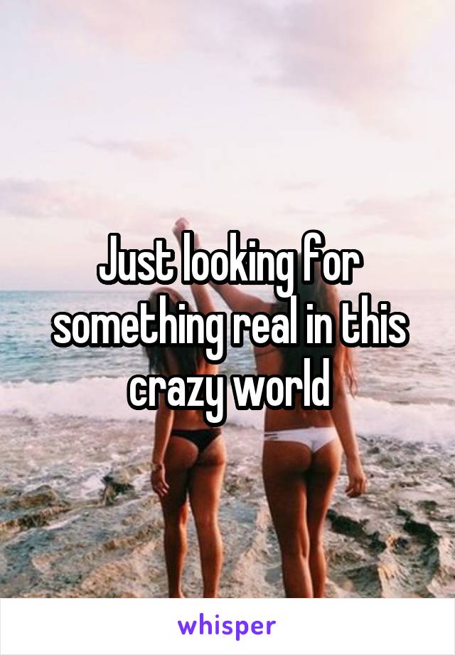 Just looking for something real in this crazy world