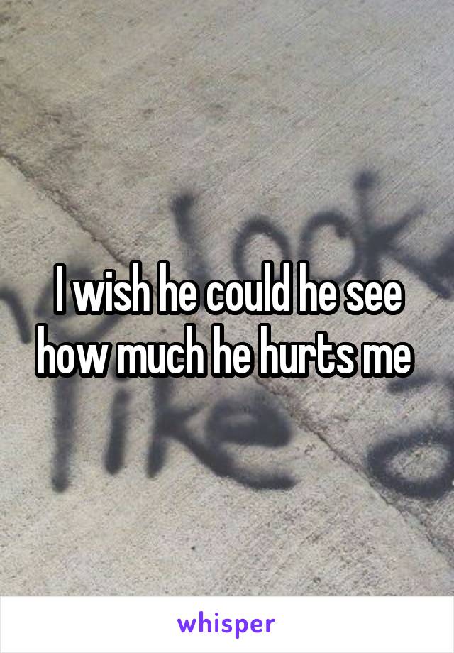 I wish he could he see how much he hurts me 