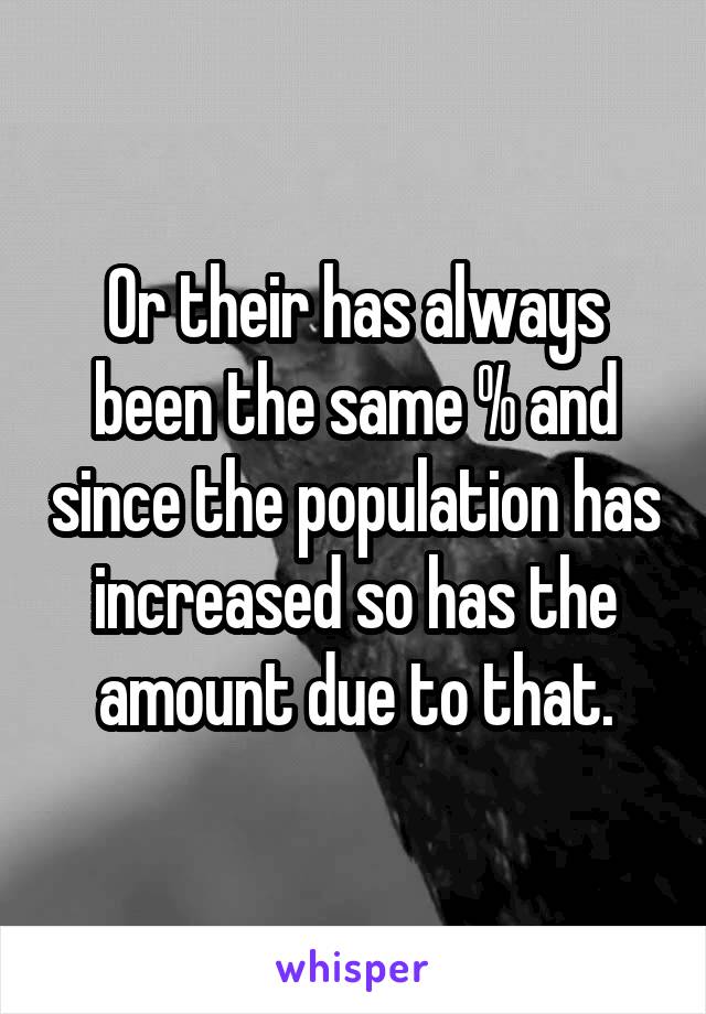 Or their has always been the same % and since the population has increased so has the amount due to that.