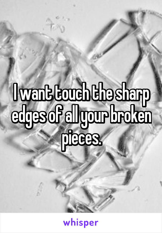 I want touch the sharp edges of all your broken pieces.