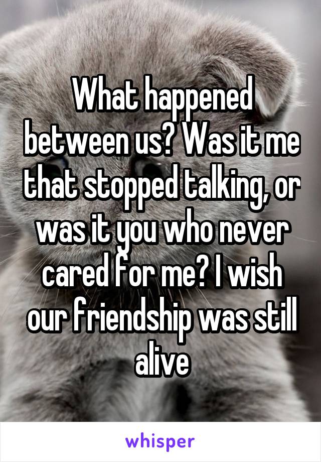 What happened between us? Was it me that stopped talking, or was it you who never cared for me? I wish our friendship was still alive