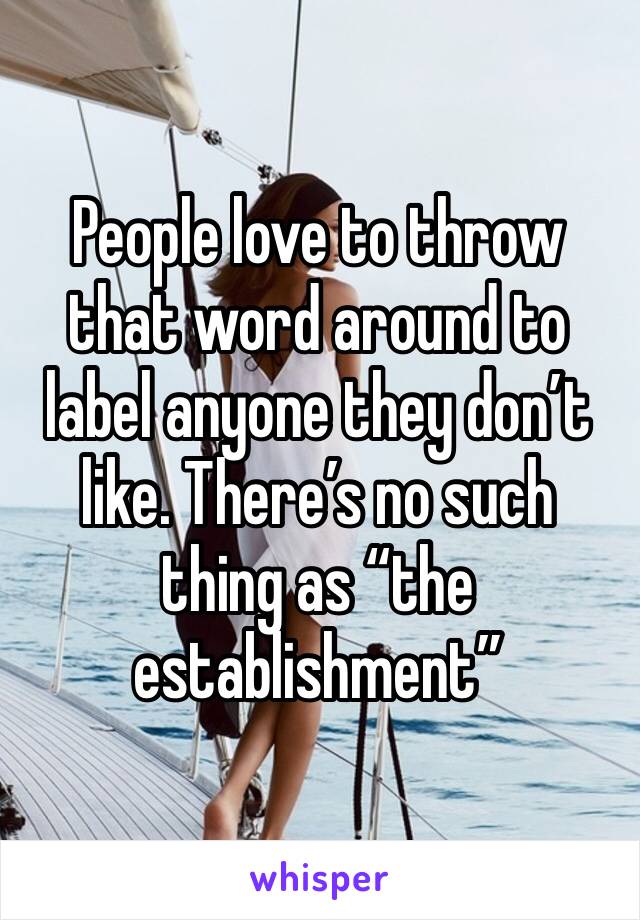 People love to throw that word around to label anyone they don’t like. There’s no such thing as “the establishment”