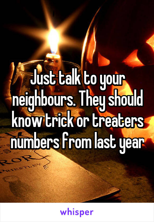 Just talk to your neighbours. They should know trick or treaters numbers from last year