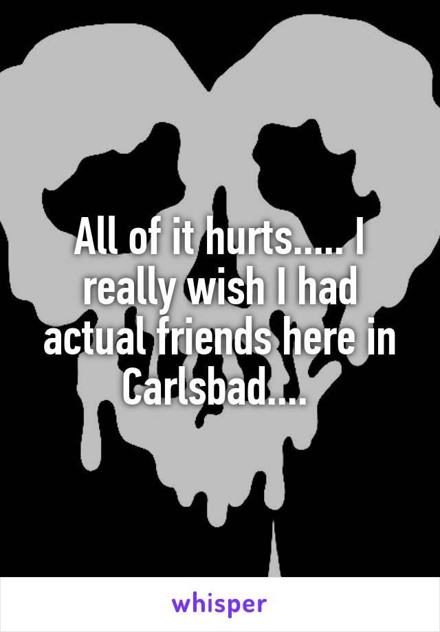 All of it hurts..... I really wish I had actual friends here in Carlsbad.... 