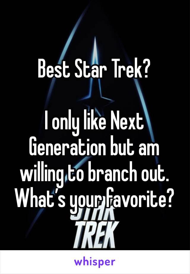 Best Star Trek?

I only like Next Generation but am willing to branch out. What’s your favorite?