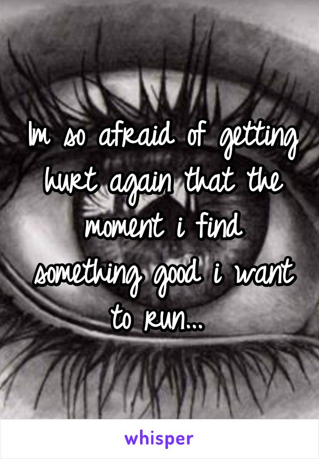 Im so afraid of getting hurt again that the moment i find something good i want to run... 