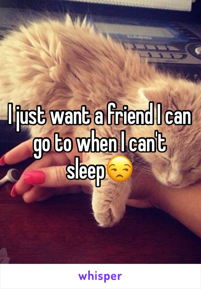 I just want a friend I can go to when I can't sleep😒