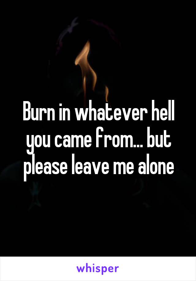 Burn in whatever hell you came from... but please leave me alone